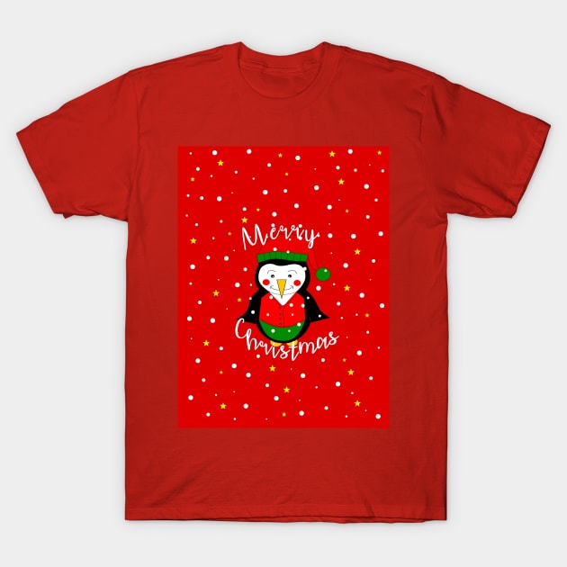 MERRY Christmas Penguin T-Shirt by SartorisArt1